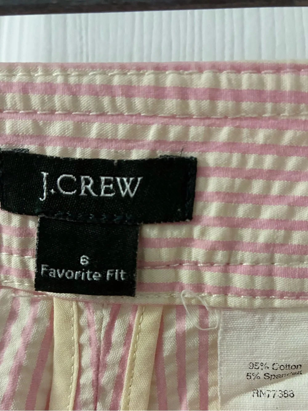J.Crew Favorite Fit Pink Seersucker Pants 95% Cotton Size 6